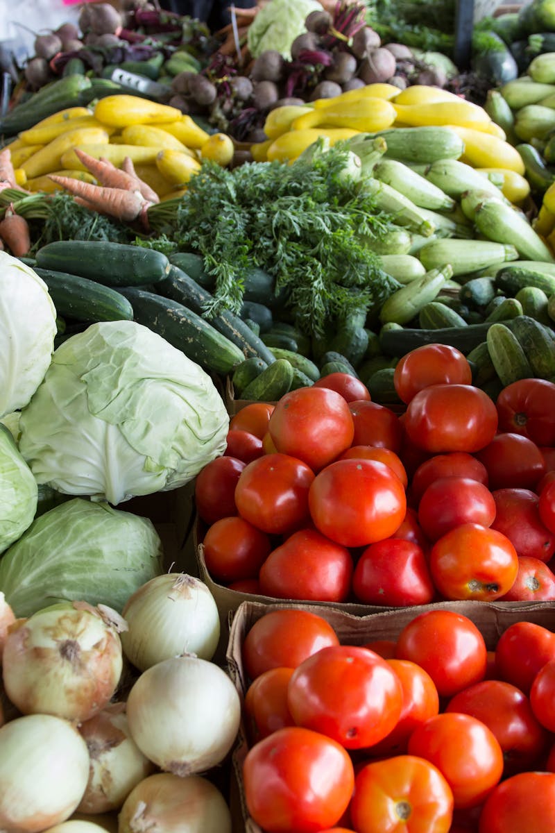 Fresh vegetables at a market stall