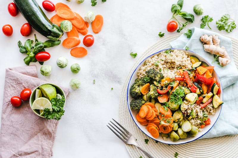 Colourful healthy lunch bowl